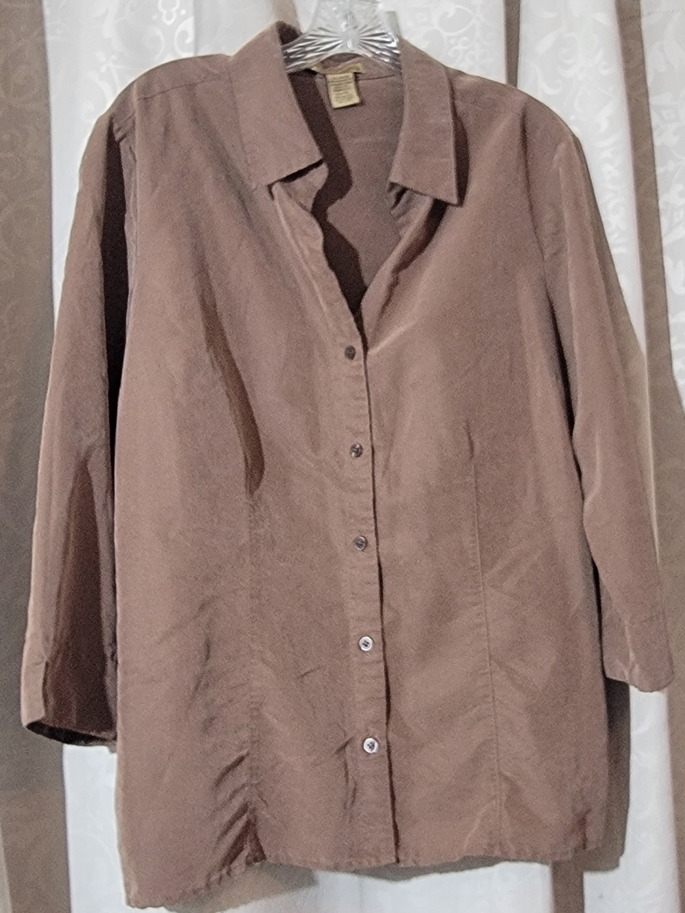 Notations Brown Button-Front Long Sleeve Shirt